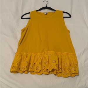 J.Crew Mustard Yellow Peplum Eyelet Top – Medium